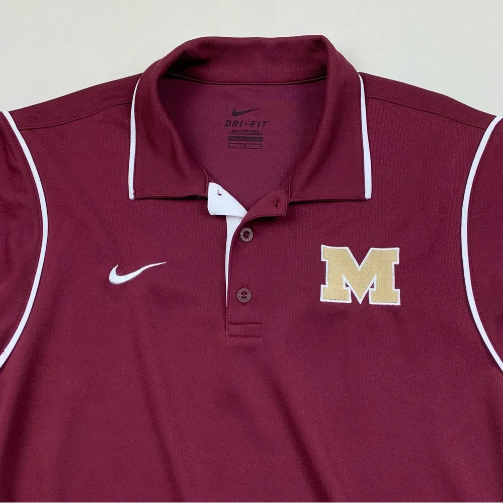 Nike Dri-Fit Polo‎ Men Medium Maroon Football Athletic Academia Millbury Woolies